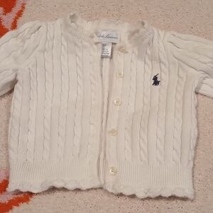 Ralph Lauren White Cable Knit Cardigan